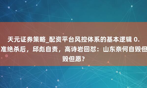 天元证券策略_配资平台风控体系的基本逻辑 0.9秒准绝杀后，邱彪自责，高诗岩回怼：山东奈何自毁但愿？