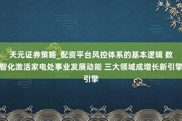 天元证券策略_配资平台风控体系的基本逻辑 数智化激活家电处事业发展动能 三大领域成增长新引擎
