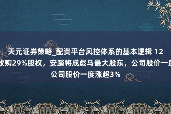 天元证券策略_配资平台风控体系的基本逻辑 124亿现款收购29%股权，安踏将成彪马最大股东，公司股价一度涨超3%