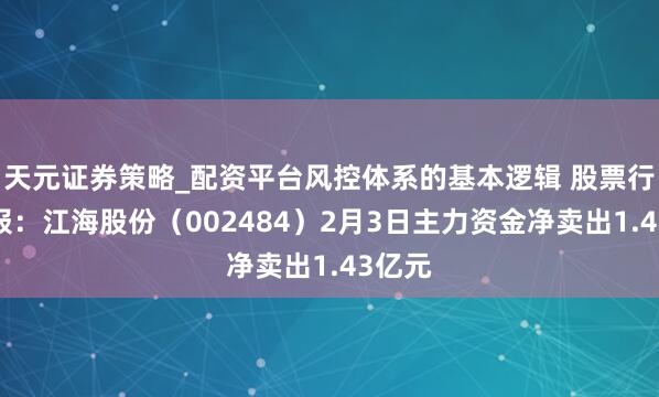 天元证券策略_配资平台风控体系的基本逻辑 股票行情快报：江海股份（002484）2月3日主力资金净卖出1.43亿元